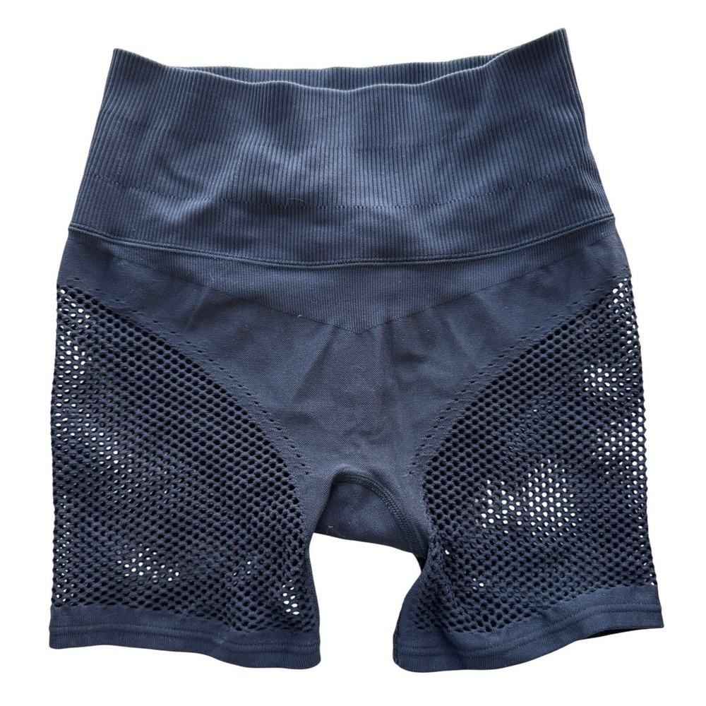 Alo Yoga Black Mesh Panel Seamless Workout Biker Shorts XS - Picture 2 of 3